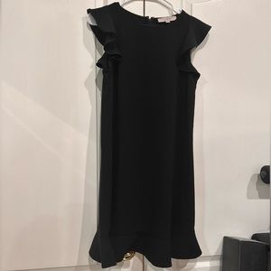 Loft short black dress ruffle